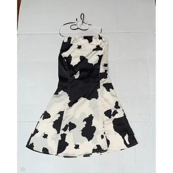 Urban Outfitters Cow print silky Halter Dress SM - Picture 9 of 12
